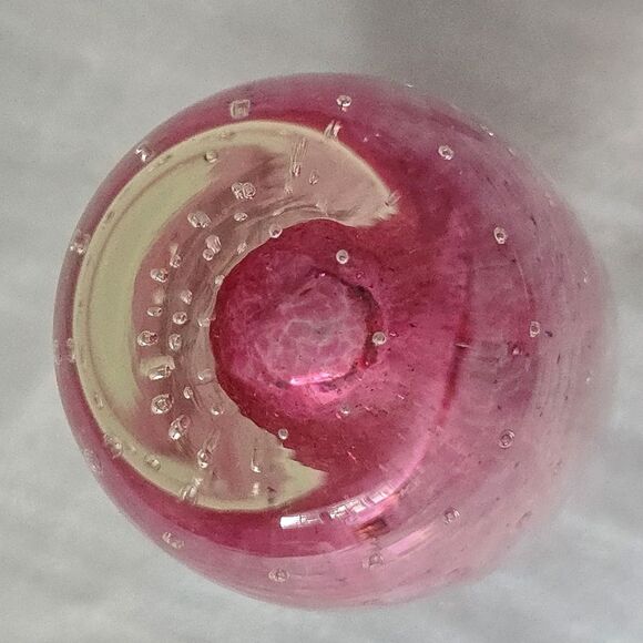 Vintage Pink Art Glass Perfume Bottle Decanter with Stopper Bullicante Bubble - Picture 4 of 8